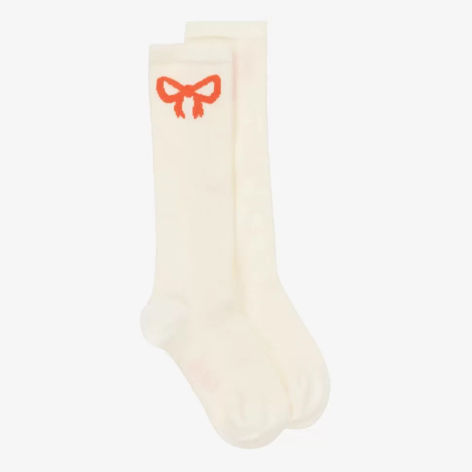 Mini Rodini White Organic Cotton Bow Socks^ Socks