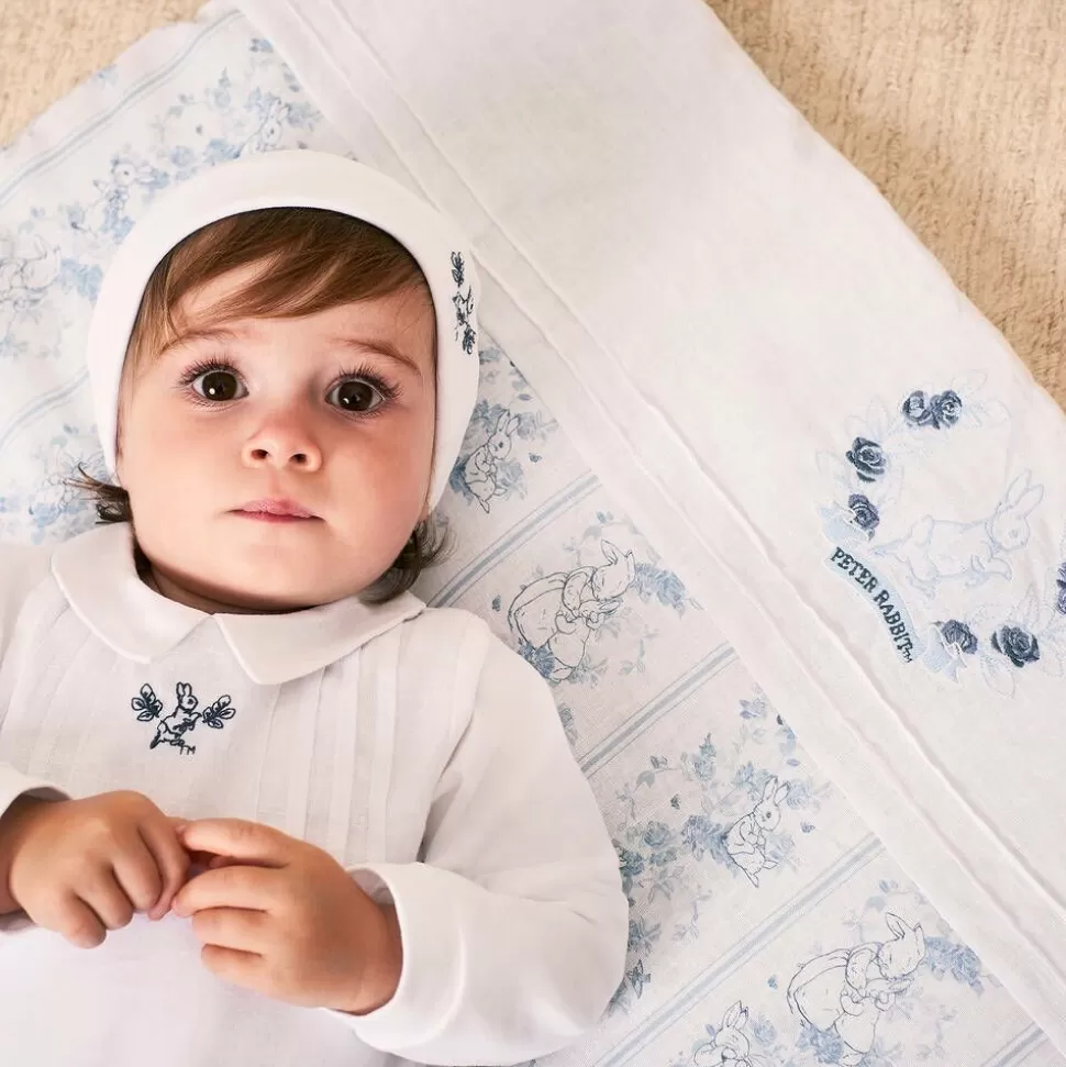 Peter Rabbit™ by Childrensalon White Padded Linen & Cotton Blanket (97cm)^ Blankets & Shawls