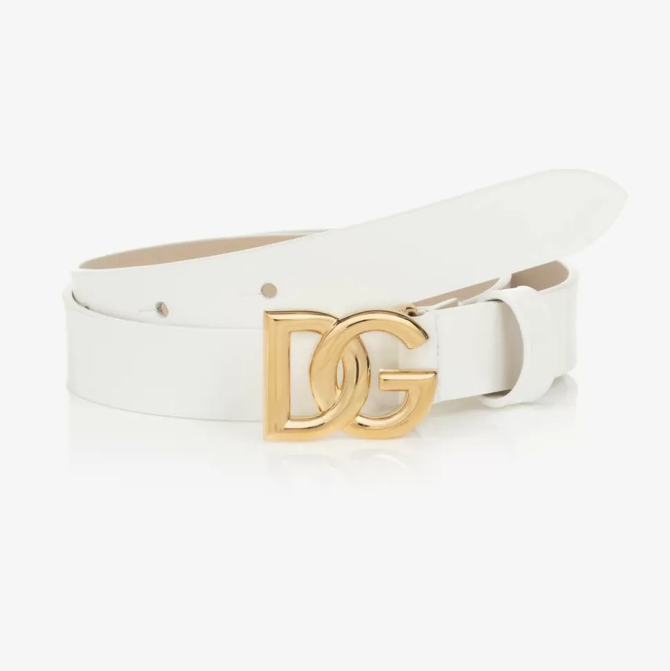 Dolce amp; Gabbana White Patent Leather DG Logo Belt^BOY Clothing Accessories | Clothing Accessories