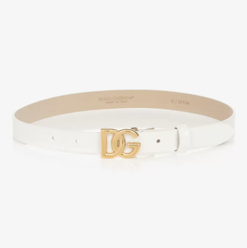 Dolce amp; Gabbana White Patent Leather DG Logo Belt^BOY Clothing Accessories | Clothing Accessories