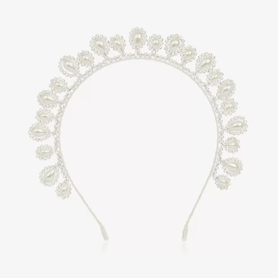 Sienna Likes To Party White Pearl & Crystal Tiara^ Hair Accessories