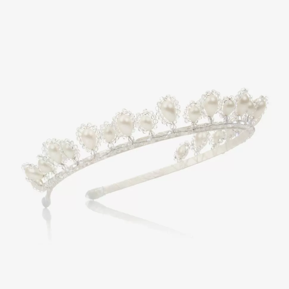 Sienna Likes To Party White Pearl & Crystal Tiara^ Hair Accessories