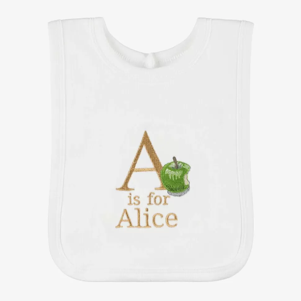 Paint My Dreams White Personalised 'A' Initial Bib^ Gifts
