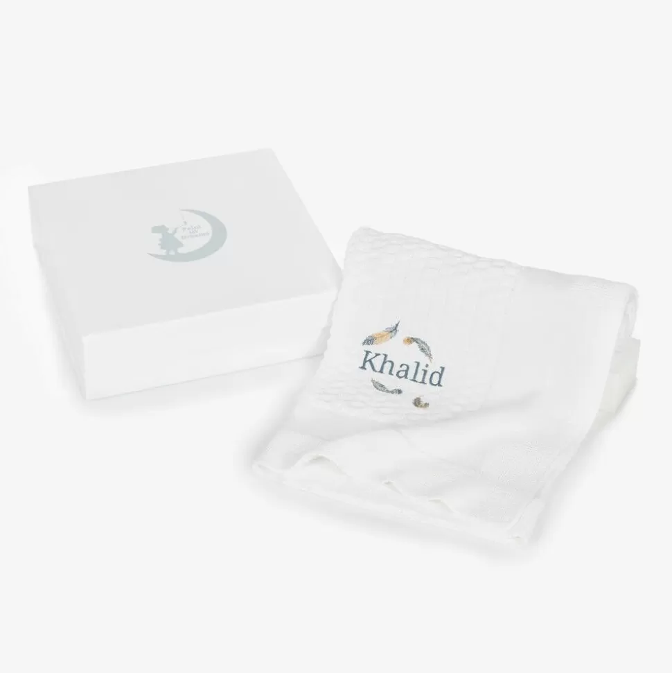 Paint My Dreams White Personalised Cotton Blanket (88cm)^ Gifts