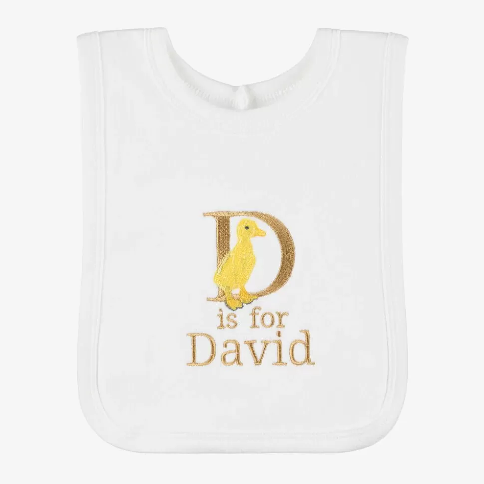 Paint My Dreams White Personalised 'D' Initial Bib^ Gifts