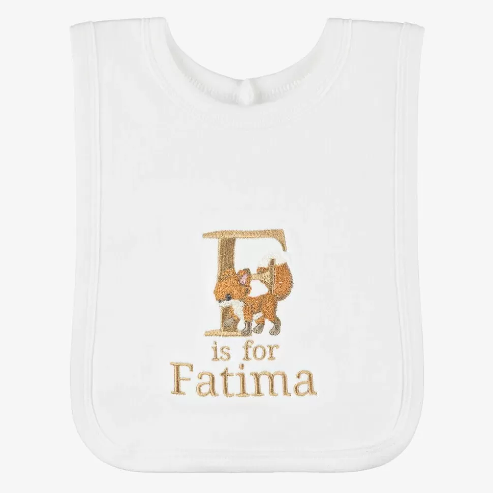 Paint My Dreams White Personalised 'F' Initial Bib^ Gifts