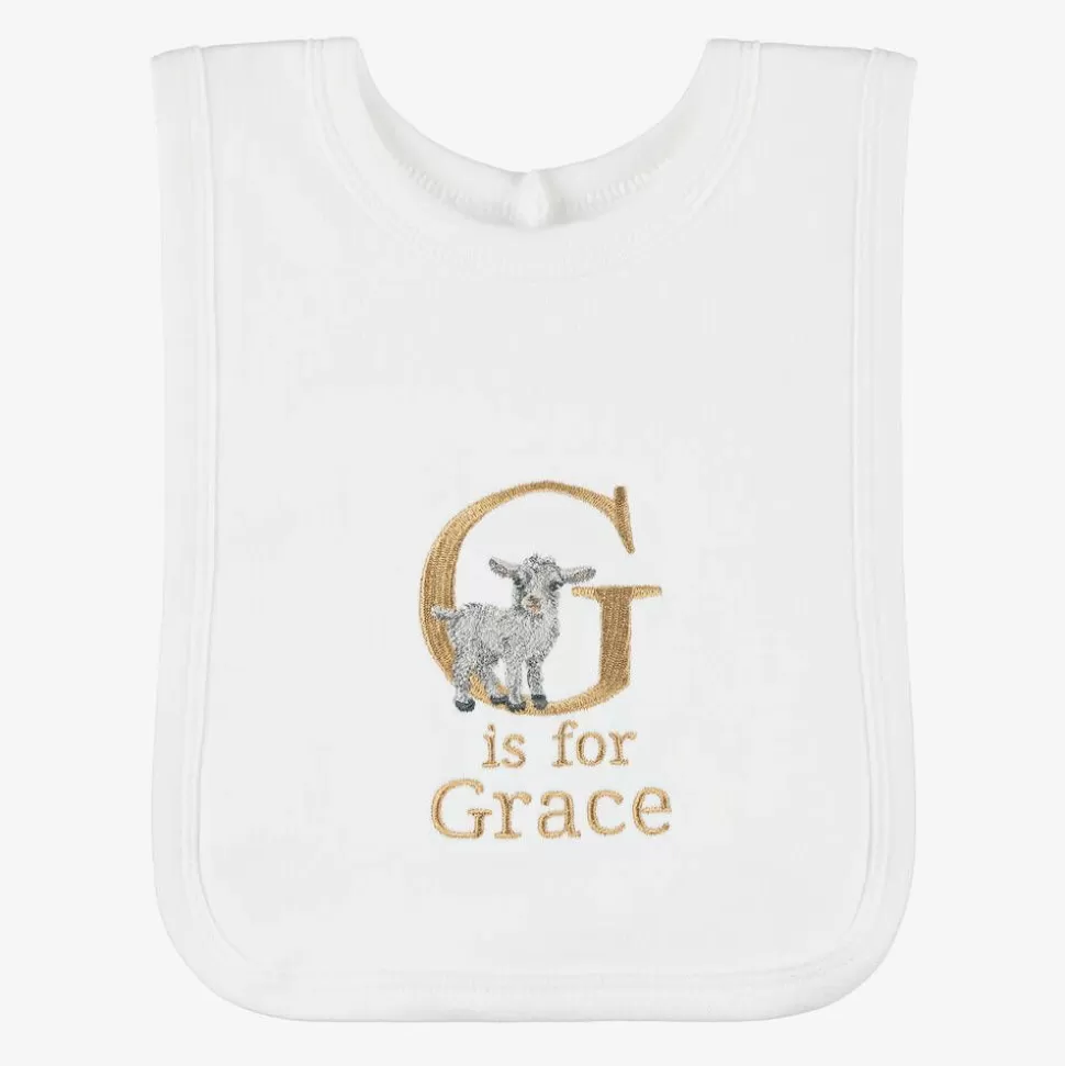 Paint My Dreams White Personalised 'G' Initial Bib^ Gifts