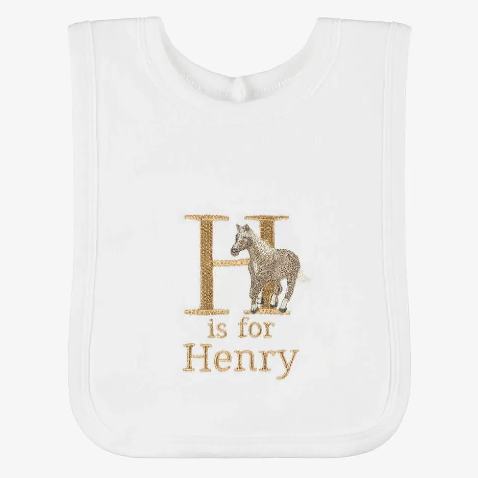 Paint My Dreams White Personalised 'H' Initial Bib^ Gifts