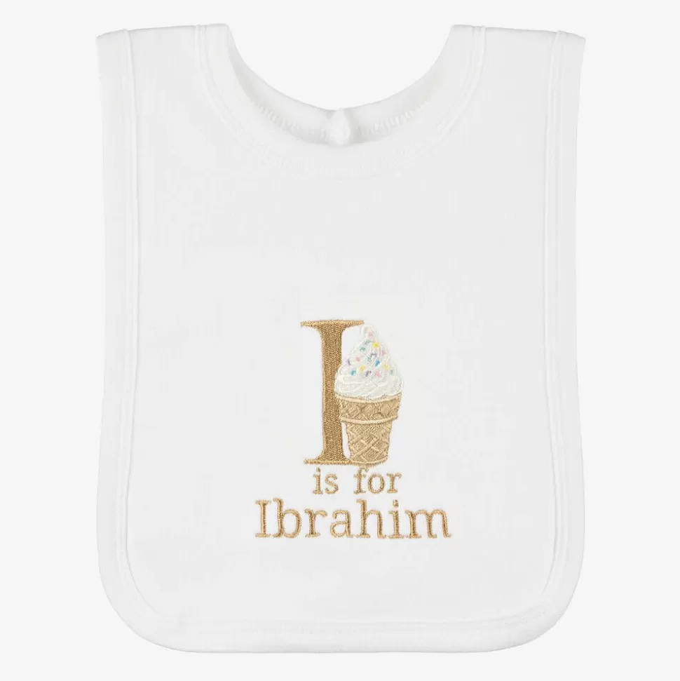 Paint My Dreams White Personalised 'I' Initial Bib^ Gifts