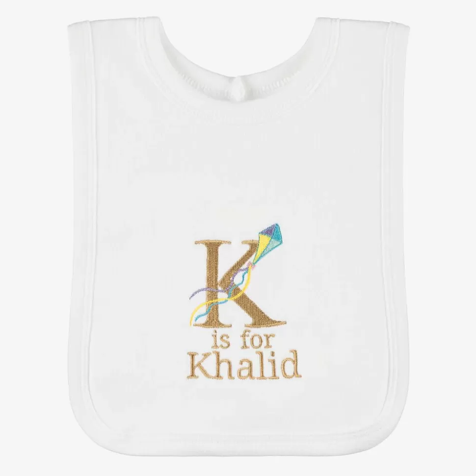 Paint My Dreams White Personalised 'K' Initial Bib^ Gifts