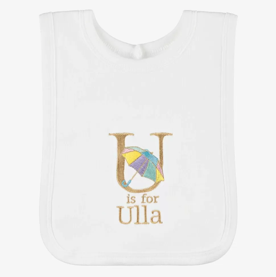 Paint My Dreams White Personalised 'U' Initial Bib^ Gifts