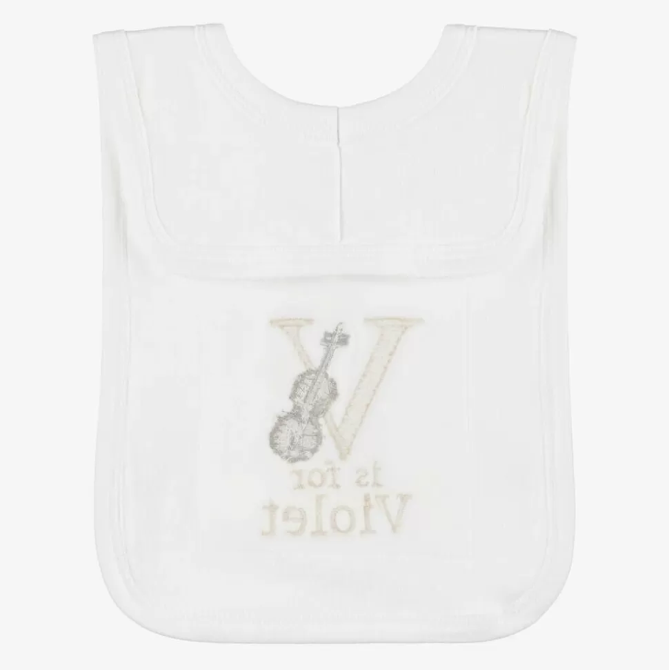 Paint My Dreams White Personalised 'V' Initial Bib^ Gifts