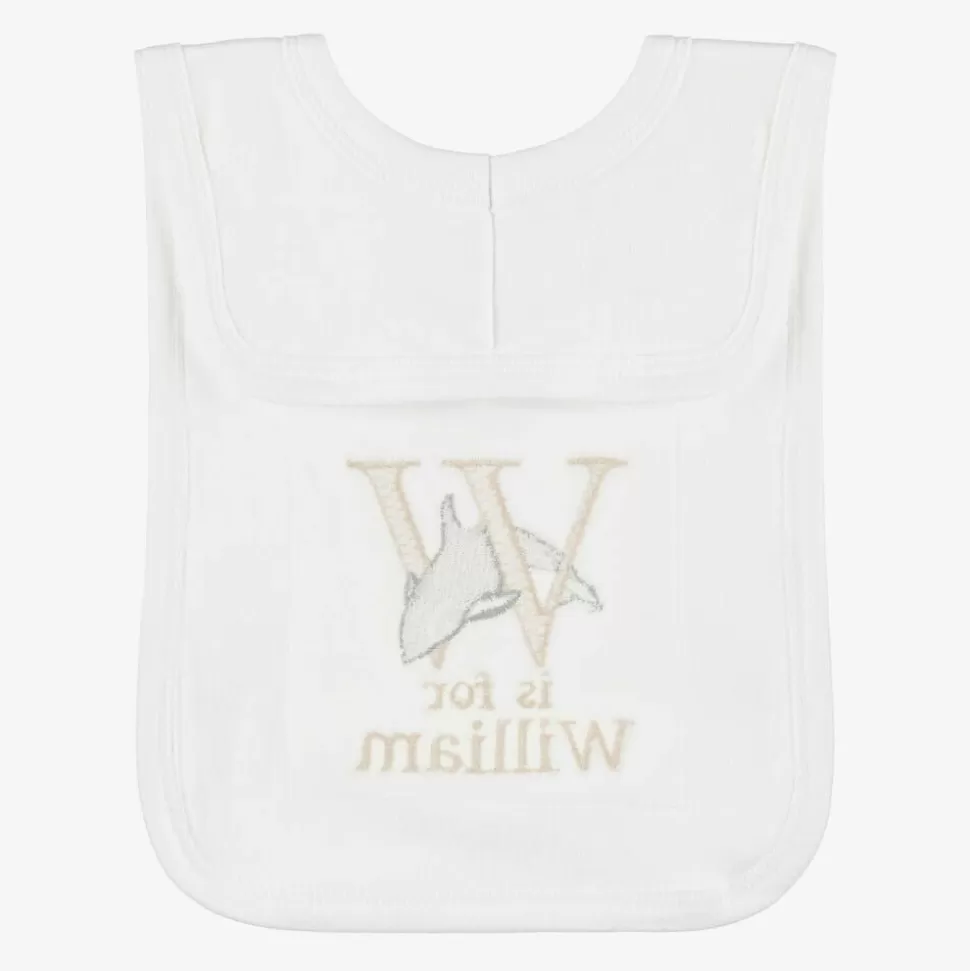 Paint My Dreams White Personalised 'W' Initial Bib^ Gifts