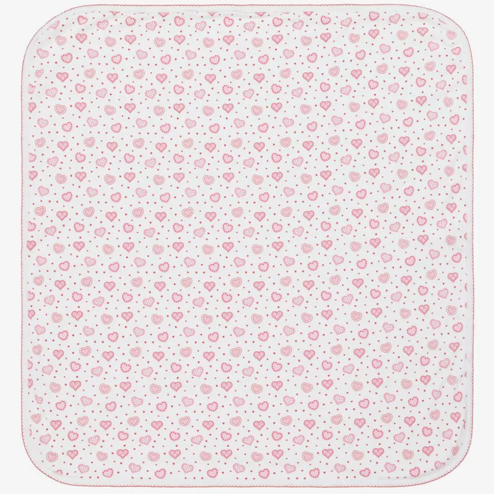 Kissy Kissy White Pima Cotton Heartfelt Hearts Blanket (73cm)^ Blankets & Shawls