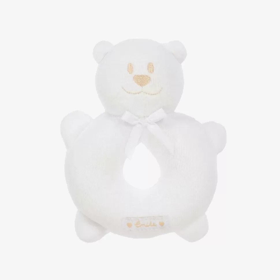 Emile et Rose White Plush Bear Rattle Toy (14cm)^ Sleeping Accessories