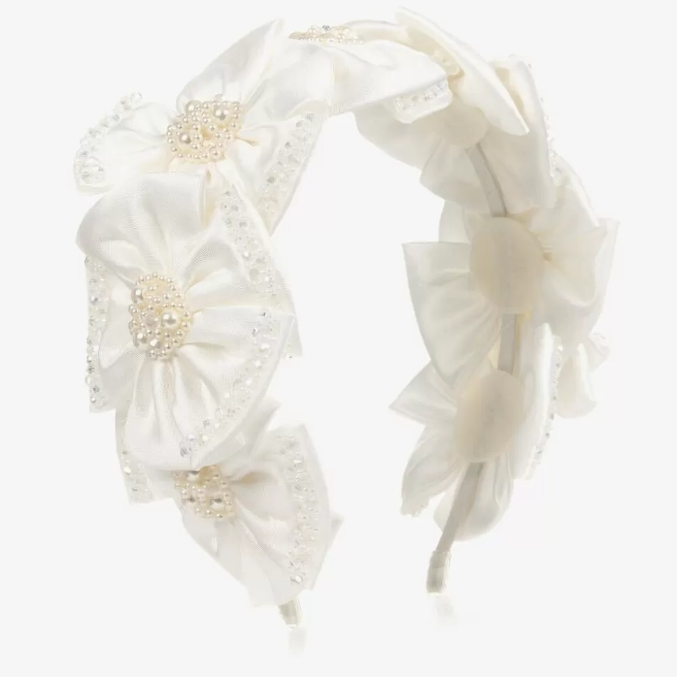 Sienna Likes To Party White Satin Flower Hairband^ Hair Accessories