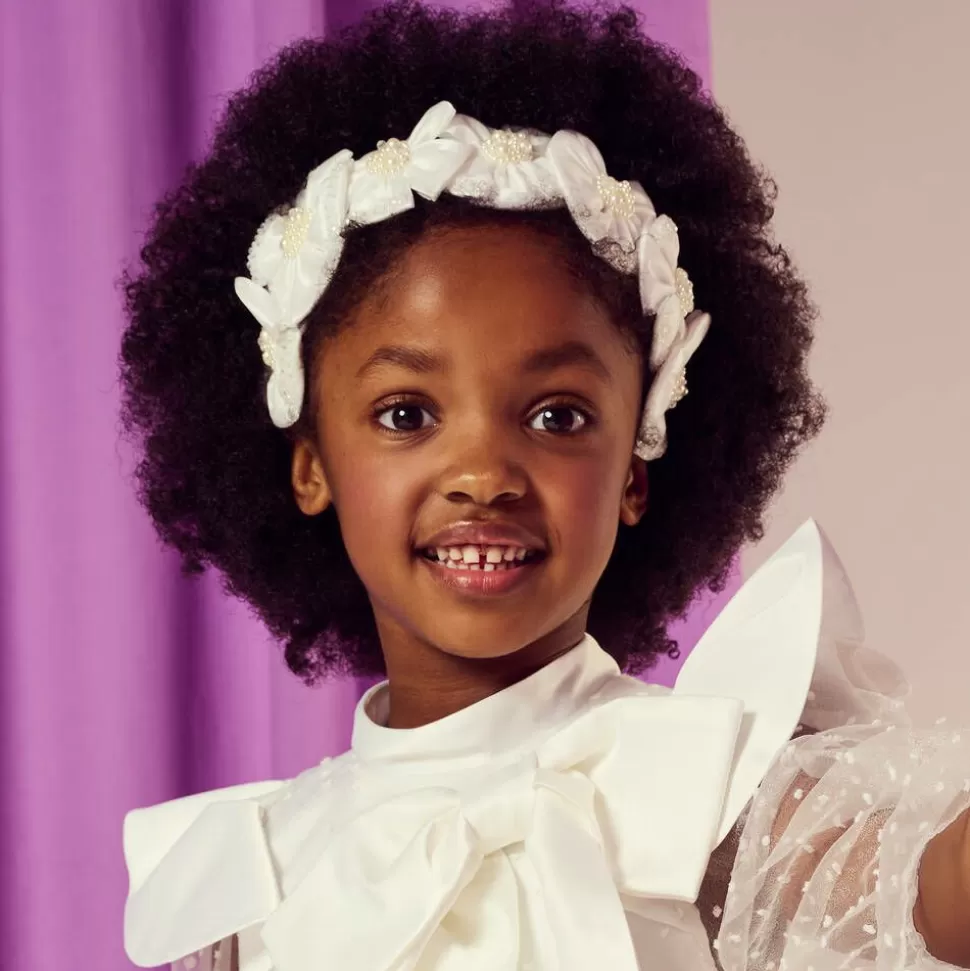 Sienna Likes To Party White Satin Flower Hairband^ Hair Accessories