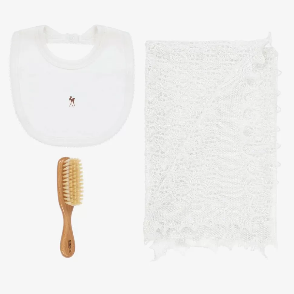 G.H.Hurt amp; Son White Shawl & Bib Baby Gift Set^ Gifts