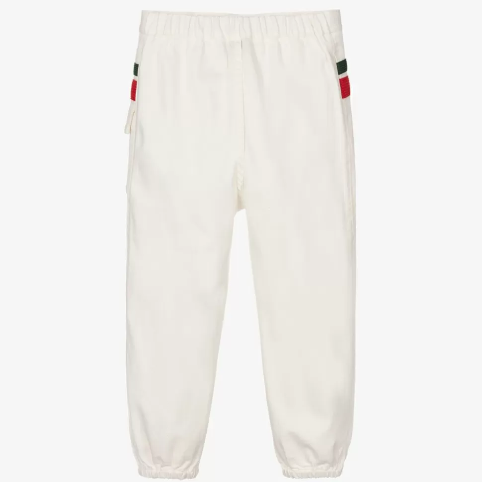 Gucci White Web Stripe Denim Jeans^BOY Trousers