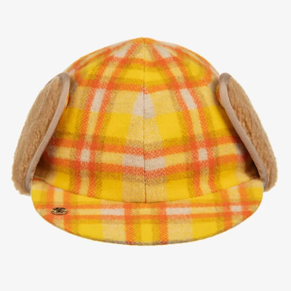 Gucci Yellow & Orange Check Trapper Hat^ Hats
