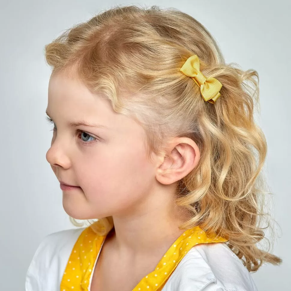 Peach Ribbons Yellow Bow Hair Clip (5cm)^ Hair Accessories