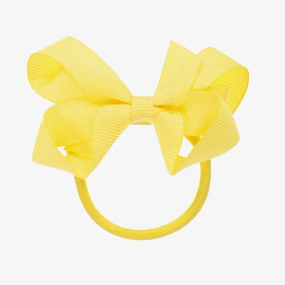 Peach Ribbons Yellow Bow Hair Elastic (7cm)^ Hair Accessories