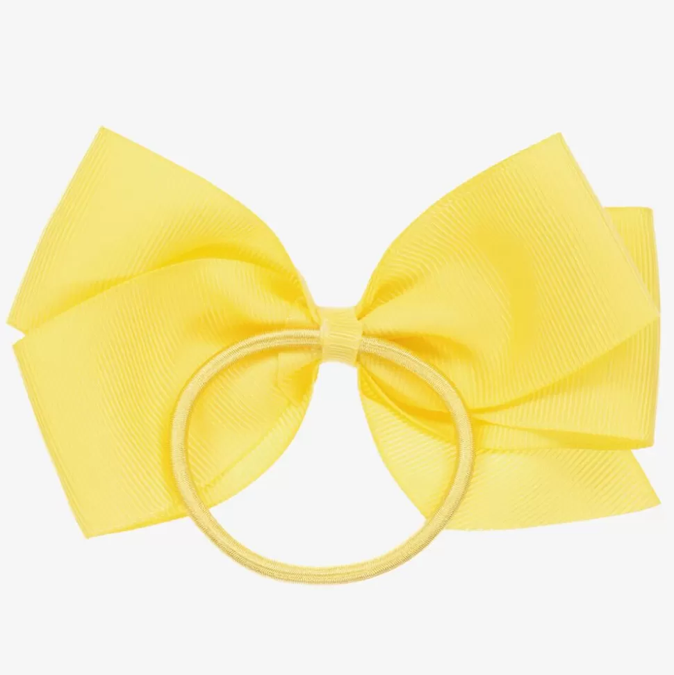 Peach Ribbons Yellow Bow Hair Elastic (12cm)^ Hair Accessories